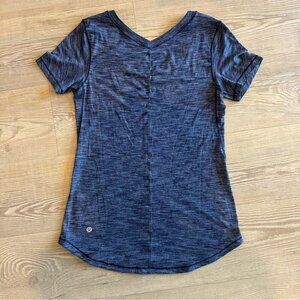 Lululemon womens Intensi-Tee sz 2 Heathered Navy grey Short Sleeve Top athletic